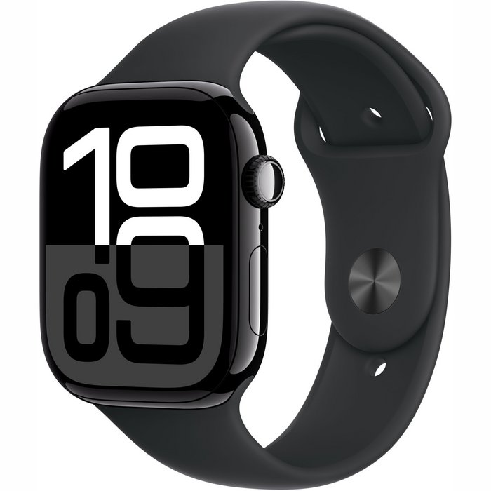 Viedpulkstenis Apple Watch Series 10 GPS 46mm Jet Black Aluminium Case with Black Sport Band - M/L [Mazlietots]